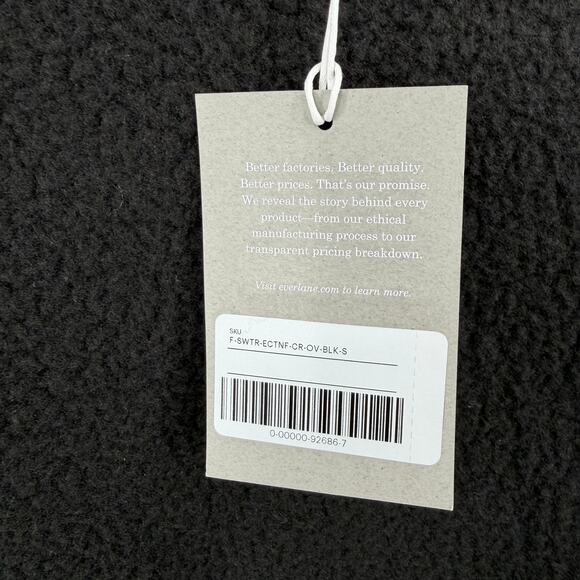 Everlane the ReNew Teddy Fleece Oversized Crew Sweatshirt in black Size S - Picture 4 of 10